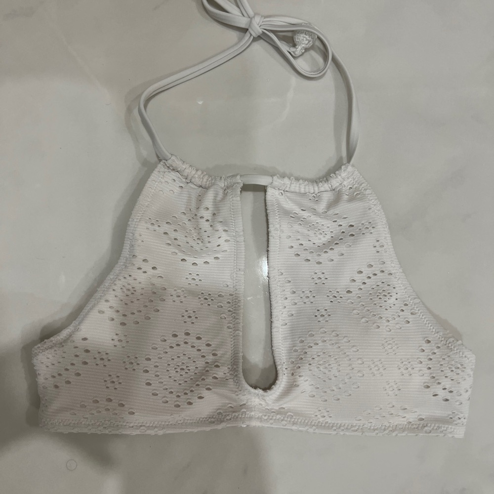 Aerie White Halter Bikini Top